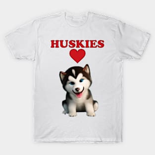 Huskies Love T-Shirt